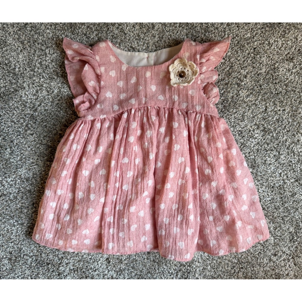 Pastourelle by Pippa & Julie Dress Heart Gauze 3T Pink Ruffle Flower